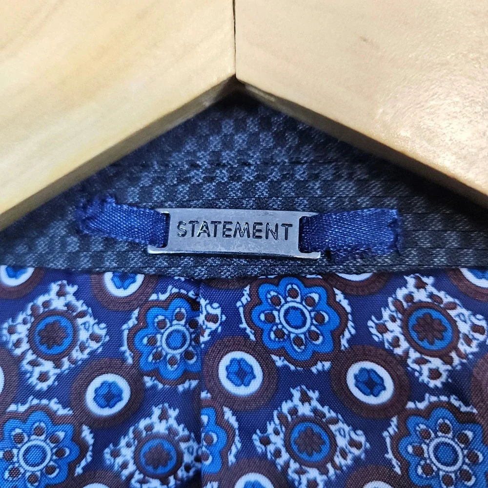 Statement Italy Gray Geometric Windowpane 2-Pc‎ Super 200s Wool 44L 39x30 FLAW